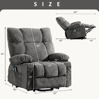 Blue Power Lift Recliner with Heat, Massage, USB Charging, Side Storage, and Remote Control