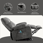 Blue Power Lift Recliner with Heat, Massage, USB Charging, Side Storage, and Remote Control