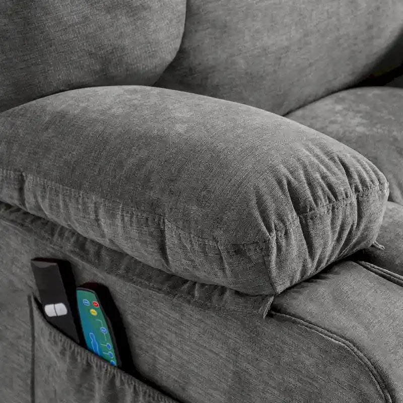 Blue Power Lift Recliner with Heat, Massage, USB Charging, Side Storage, and Remote Control