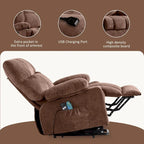 Blue Power Lift Recliner with Heat, Massage, USB Charging, Side Storage, and Remote Control