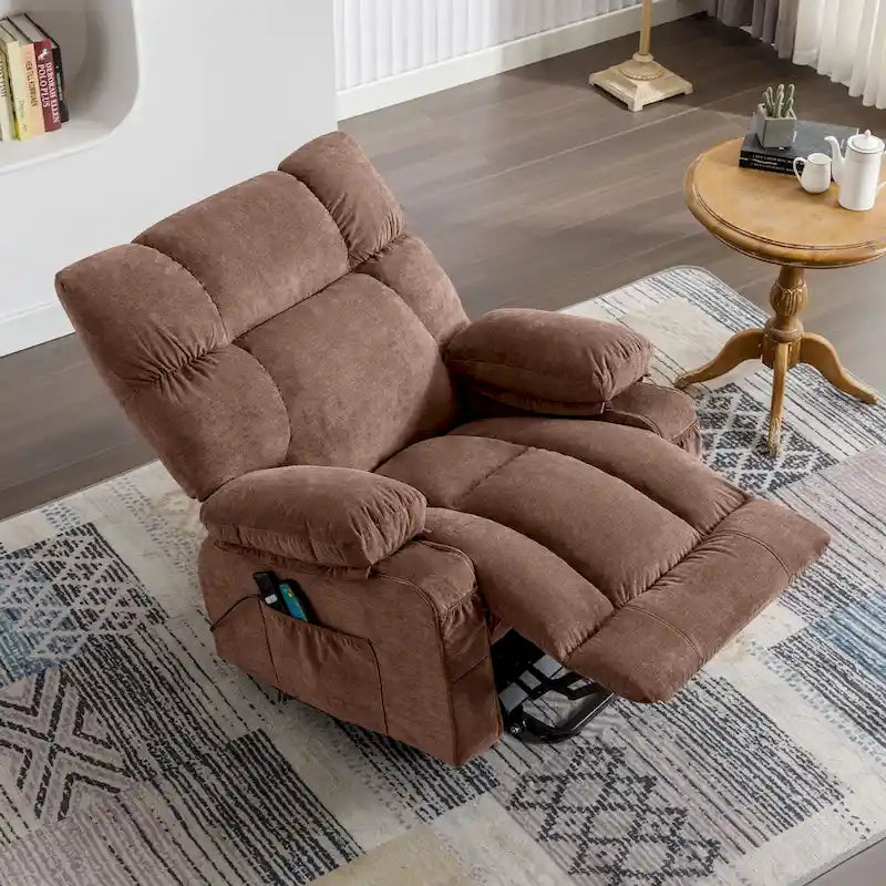 Blue Power Lift Recliner with Heat, Massage, USB Charging, Side Storage, and Remote Control