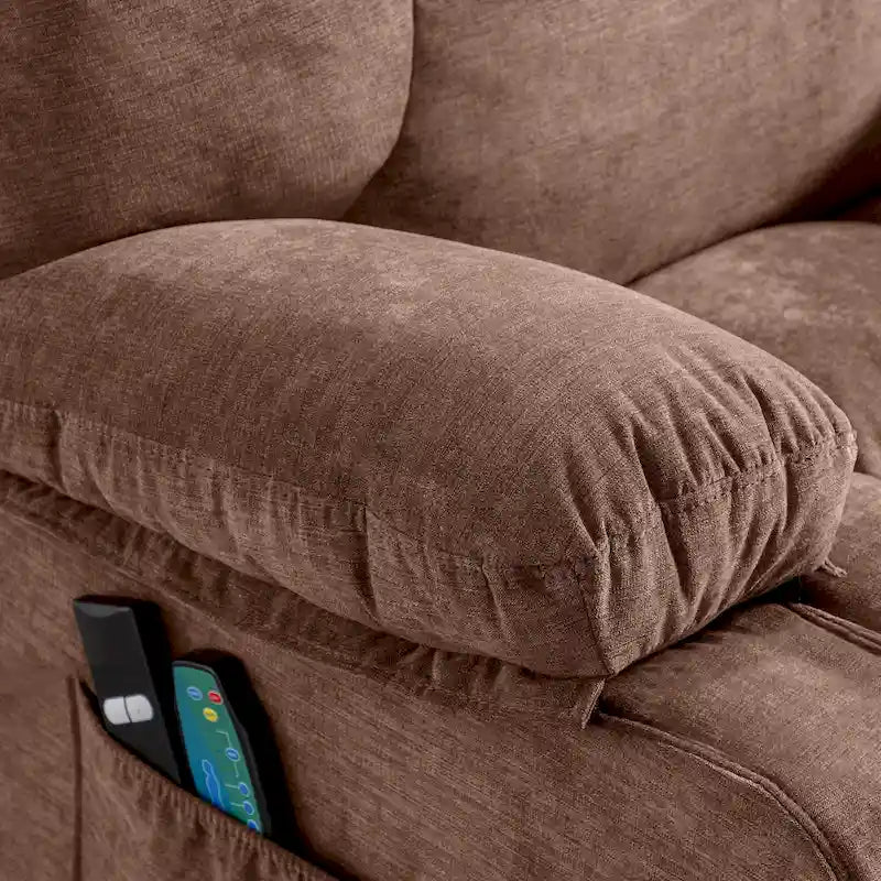 Blue Power Lift Recliner with Heat, Massage, USB Charging, Side Storage, and Remote Control