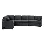 126 L-Shaped 6-Seat Sectional Sofa with Pull-Out Bed, USB Charging Ports, and Drop-Down Cup Holder Tables
