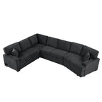 126 L-Shaped 6-Seat Sectional Sofa with Pull-Out Bed, USB Charging Ports, and Drop-Down Cup Holder Tables