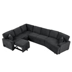 126 L-Shaped 6-Seat Sectional Sofa with Pull-Out Bed, USB Charging Ports, and Drop-Down Cup Holder Tables