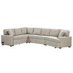 126 L-Shaped 6-Seat Sectional Sofa with Pull-Out Bed, USB Charging Ports, and Drop-Down Cup Holder Tables