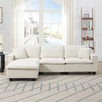 100 L-Shaped Convertible 4 Seater Sectional Sofa with Removable Ottoman and Matching Pillows, Suede Velvet Upholstery