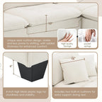 100 L-Shaped Convertible 4 Seater Sectional Sofa with Removable Ottoman and Matching Pillows, Suede Velvet Upholstery