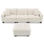 100 L-Shaped Convertible 4 Seater Sectional Sofa with Removable Ottoman and Matching Pillows, Suede Velvet Upholstery