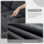 100 L-Shaped Convertible 4 Seater Sectional Sofa with Removable Ottoman and Matching Pillows, Suede Velvet Upholstery