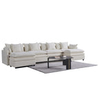 Spacious 142.52 U-Shaped Chenille Sectional Sofa with Double Cushions, Convertible Chaise and Ottomans