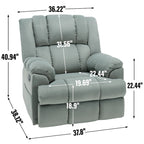 Green Oversized Fabric Recliner with 360 Swivel, Rocking Function, and Manual Controls for Maximum Comfort