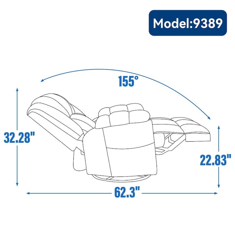 Green Oversized Fabric Recliner with 360 Swivel, Rocking Function, and Manual Controls for Maximum Comfort