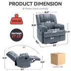 Green Oversized Fabric Recliner with 360 Swivel, Rocking Function, and Manual Controls for Maximum Comfort