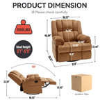 Green Oversized Fabric Recliner with 360 Swivel, Rocking Function, and Manual Controls for Maximum Comfort