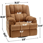 Green Oversized Fabric Recliner with 360 Swivel, Rocking Function, and Manual Controls for Maximum Comfort