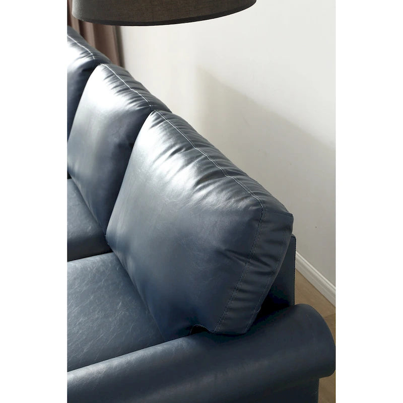82.68 3-Seater Sofa PU Leather Sofa with Storage, Solid Wood And Metal Frame, 6-Leg Support, Under-Seat Storage Boxes