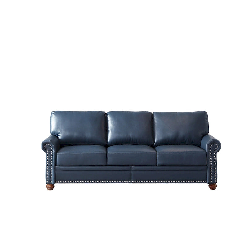 82.68 3-Seater Sofa PU Leather Sofa with Storage, Solid Wood And Metal Frame, 6-Leg Support, Under-Seat Storage Boxes