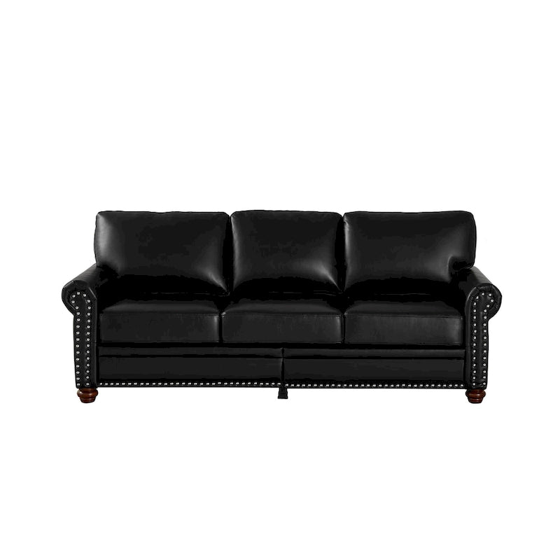 82.68 3-Seater Sofa PU Leather Sofa with Storage, Solid Wood And Metal Frame, 6-Leg Support, Under-Seat Storage Boxes