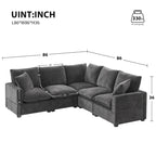 Black 84 Modular Chenille 5-Seat Corner Sectional Sofa Set with 2 Cushions, Great for Living Spaces or Apartments