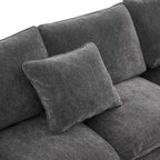 Black 84 Modular Chenille 5-Seat Corner Sectional Sofa Set with 2 Cushions, Great for Living Spaces or Apartments