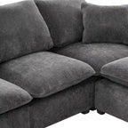 Black 84 Modular Chenille 5-Seat Corner Sectional Sofa Set with 2 Cushions, Great for Living Spaces or Apartments