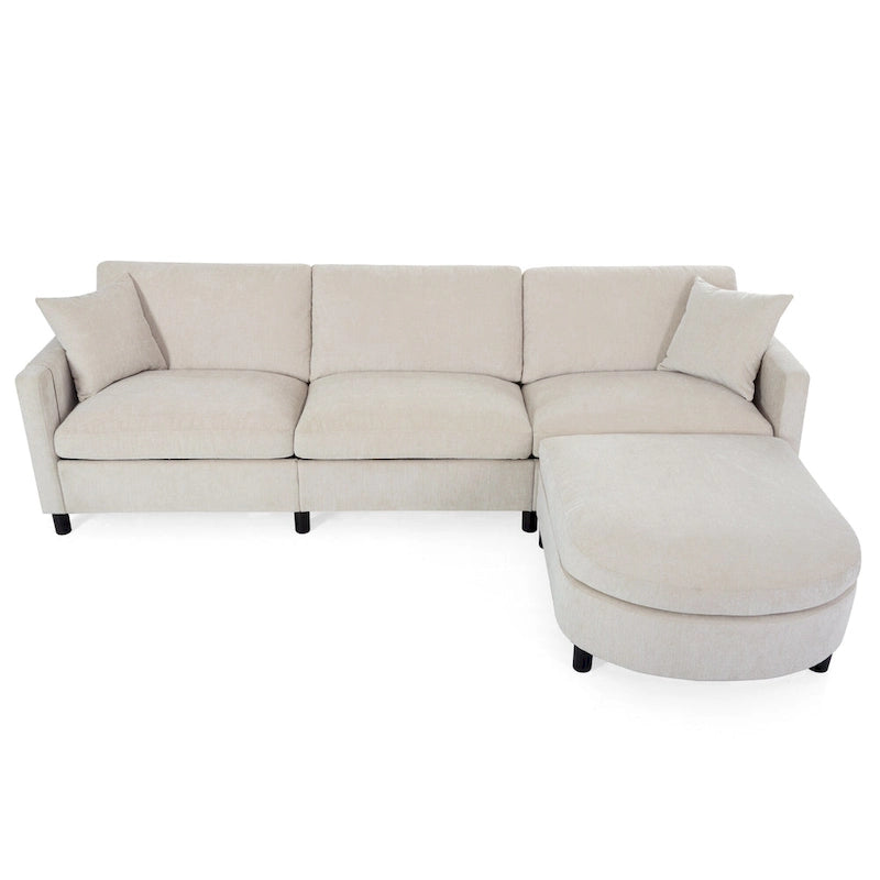 107.87 Removable Cushion 4-Seat Sectional Sofa with Movable Ottoman