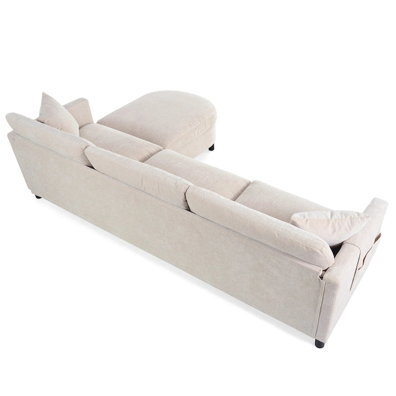 107.87 Removable Cushion 4-Seat Sectional Sofa with Movable Ottoman