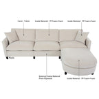 107.87 Removable Cushion 4-Seat Sectional Sofa with Movable Ottoman