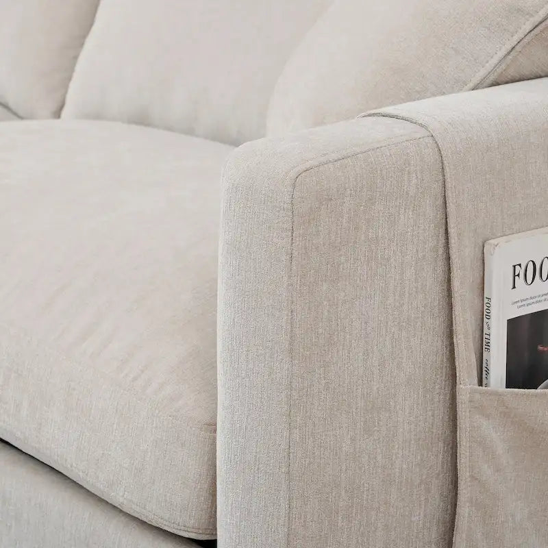 107.87 Removable Cushion 4-Seat Sectional Sofa with Movable Ottoman