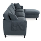 107.87 Removable Cushion 4-Seat Sectional Sofa with Movable Ottoman