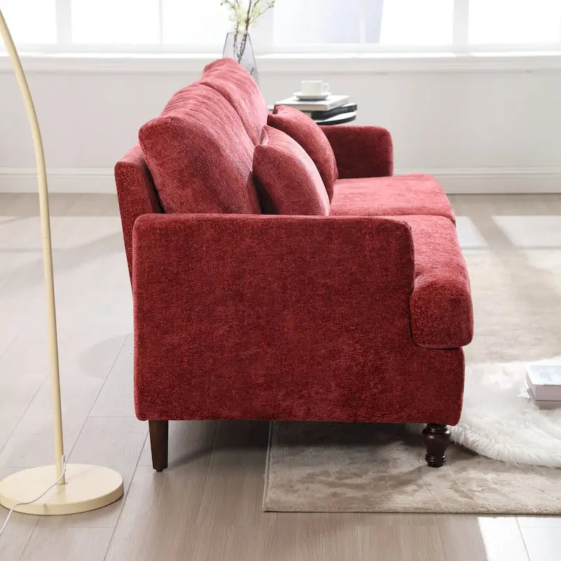 Red 68.9 Chenille 2-Seater Sofa with Detachable Cushions