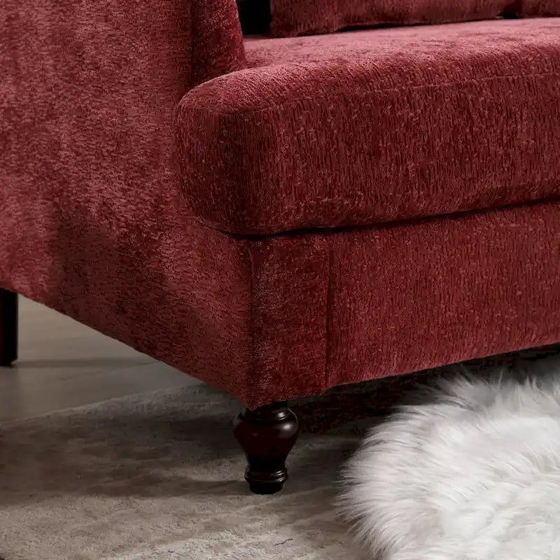 Red 68.9 Chenille 2-Seater Sofa with Detachable Cushions