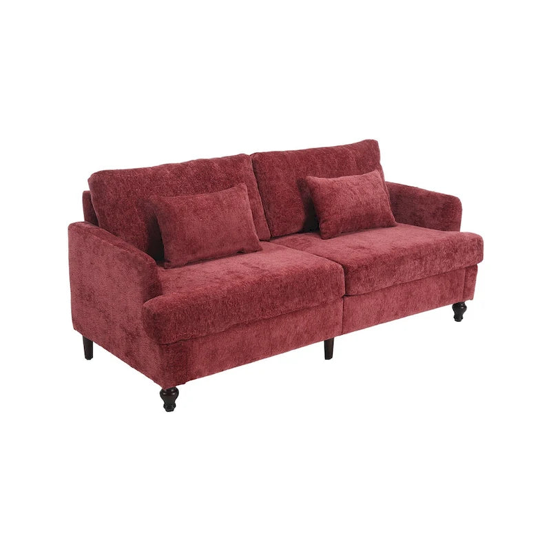 Red 68.9 Chenille 2-Seater Sofa with Detachable Cushions