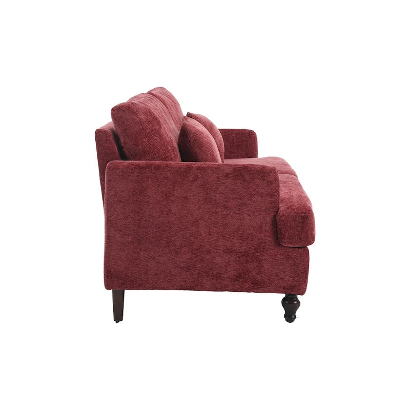 Red 68.9 Chenille 2-Seater Sofa with Detachable Cushions