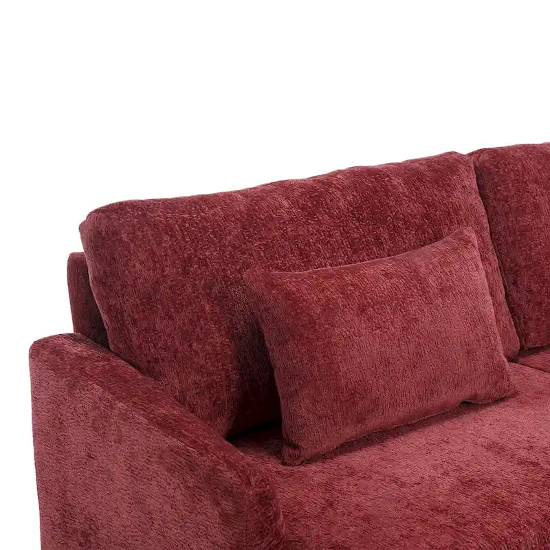 Red 68.9 Chenille 2-Seater Sofa with Detachable Cushions