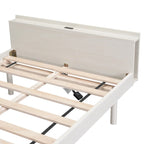 White Washed Twin Platform Bed with Built-in USB Port