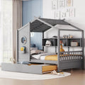 Gray Full Size Queen Upholstered Bed with Wingback Headboard and Four Drawers