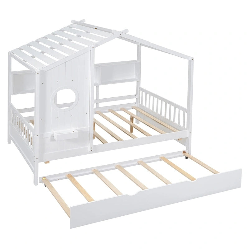 Queen Upholstered Bed with Wingback Headboard and Four Drawers
