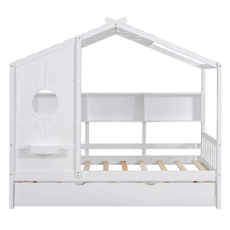 Queen Upholstered Bed with Wingback Headboard and Four Drawers