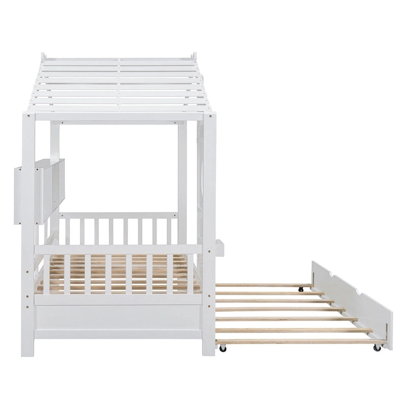 Queen Upholstered Bed with Wingback Headboard and Four Drawers