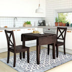 3-Piece Wooden Breakfast Nook Dining Table Set with Drop Leaf Table