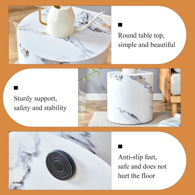 15.7 Modern Round Coffee Table with Fashionable Pattern and Stable Base for Living Room