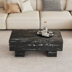 43.3 MDF Coffee Table with Black Marble Texture, 300lbs Capacity