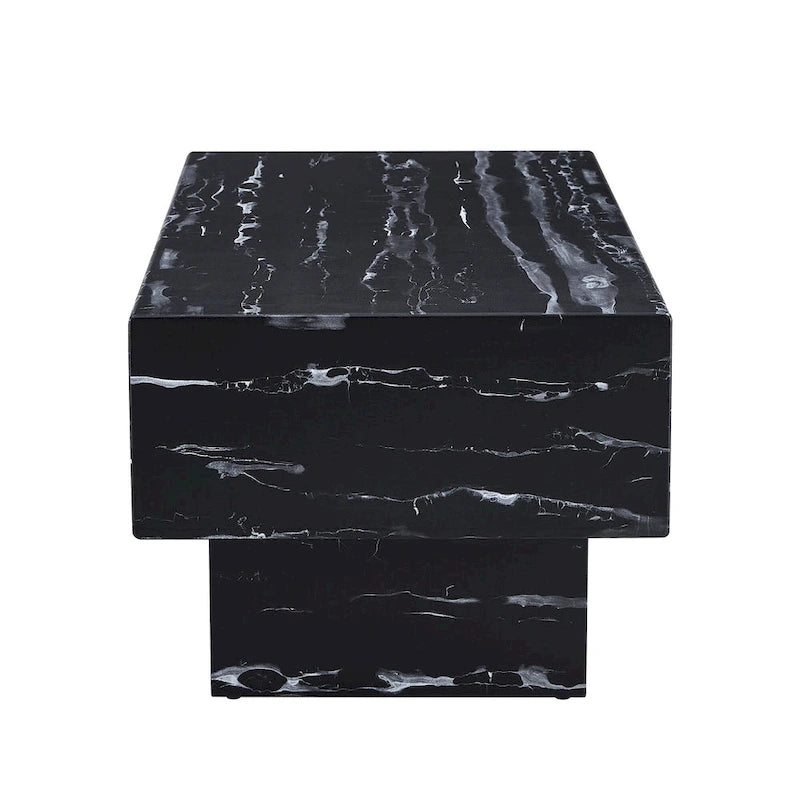 43.3 MDF Coffee Table with Black Marble Texture, 300lbs Capacity