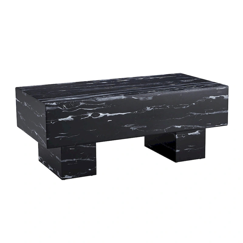 43.3 MDF Coffee Table with Black Marble Texture, 300lbs Capacity