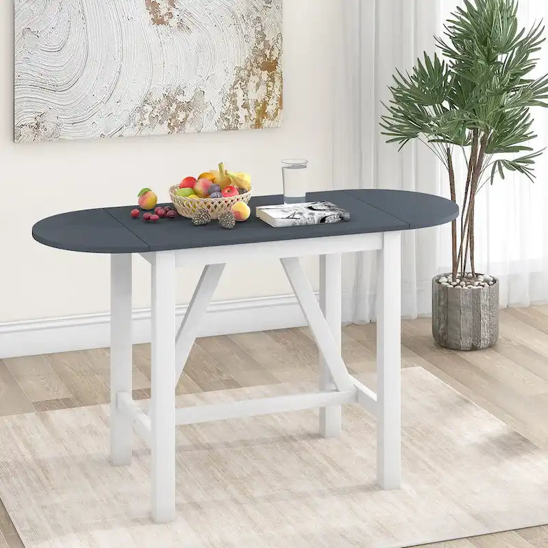 3-Piece Wooden Counter Height Dining Table Set with Drop Leaf Table & 2 Chairs
