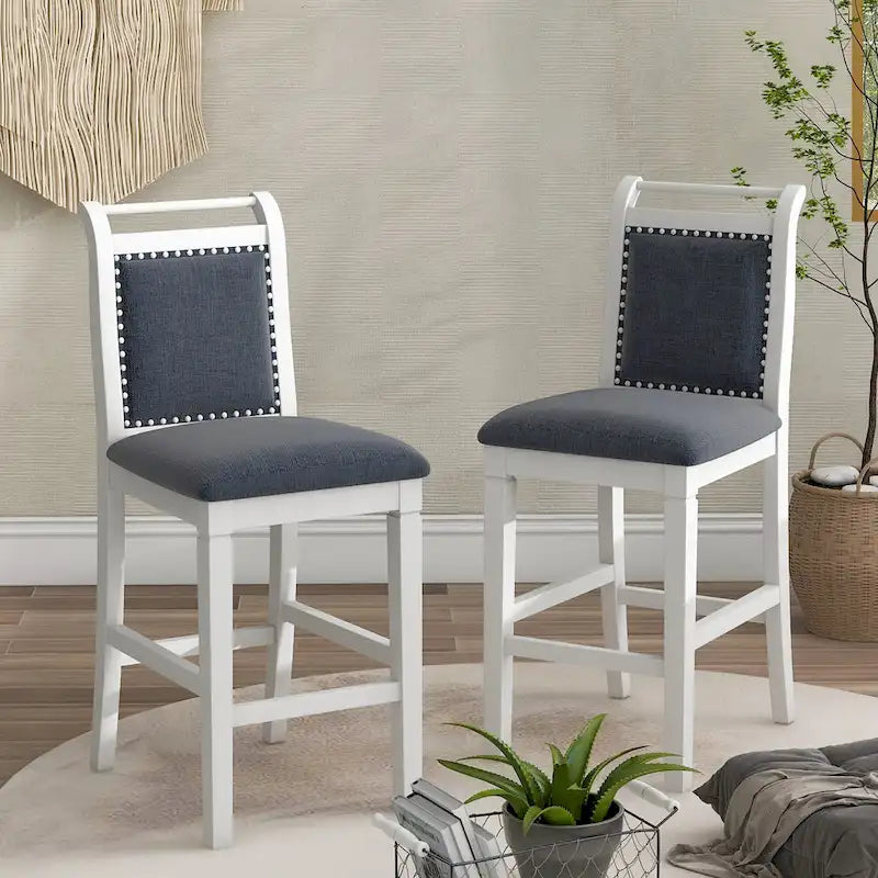 3-Piece Wooden Counter Height Dining Table Set with Drop Leaf Table & 2 Chairs