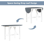 3-Piece Wooden Counter Height Dining Table Set with Drop Leaf Table & 2 Chairs