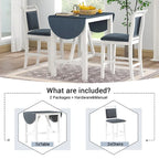 3-Piece Wooden Counter Height Dining Table Set with Drop Leaf Table & 2 Chairs